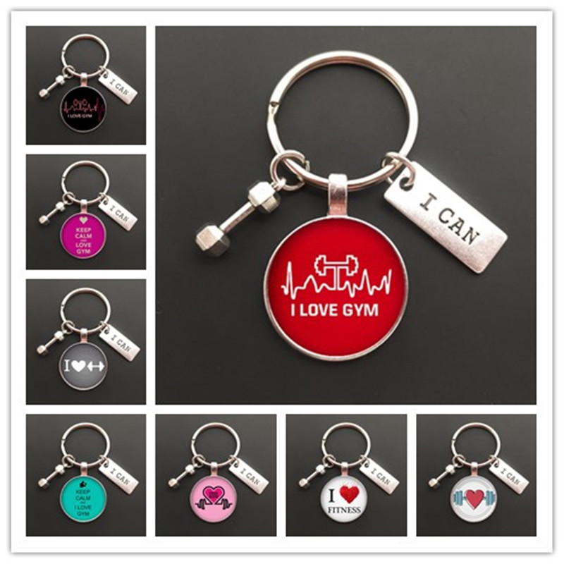 Health Wellness Gifts - Porte-clés en verre avec haltère de