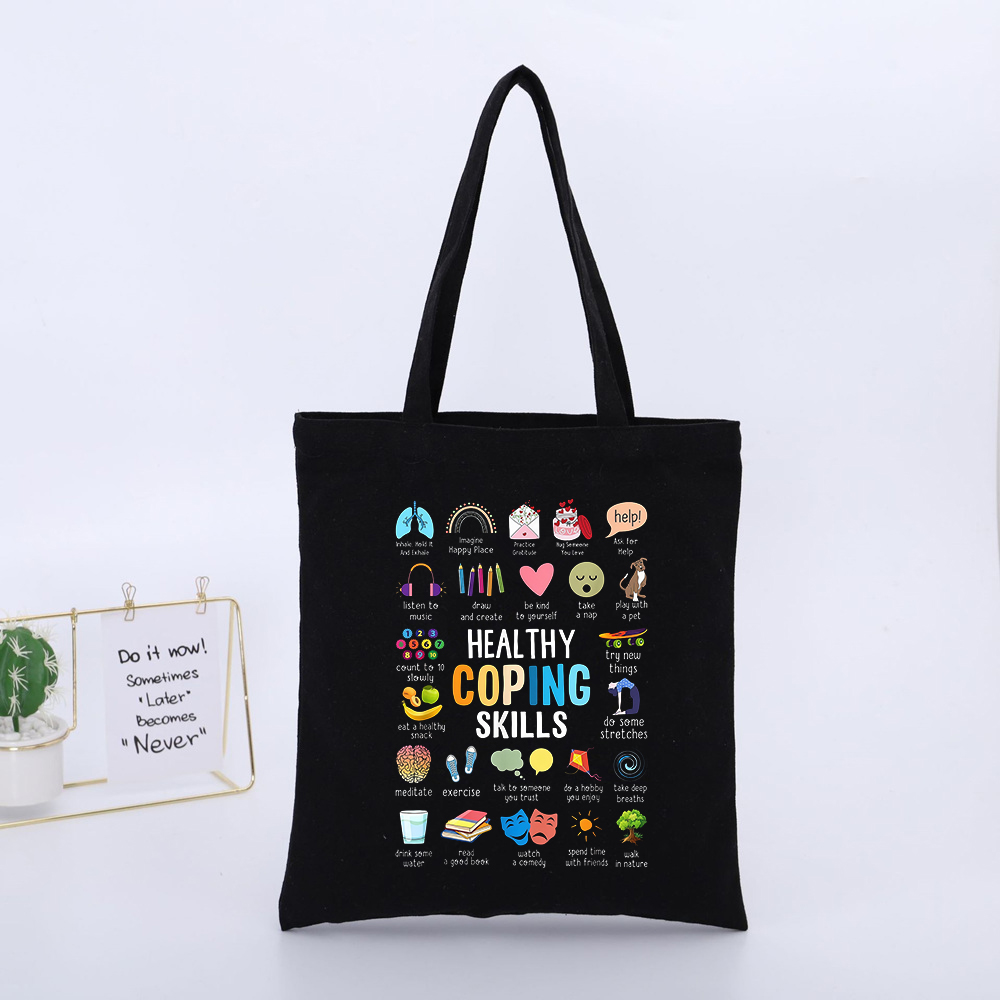Sac fourre-tout en toile avec  - Health Wellness Mental Health avis et prix